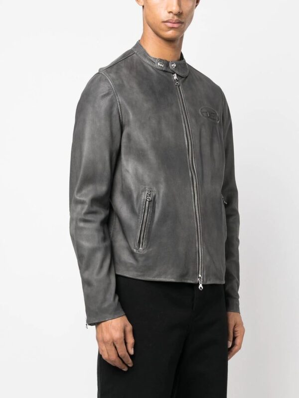Diesel  embossed-logo leather jacket - Image 3