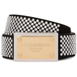 Dolce & gabbana crystal-embellished logo-buckle belt