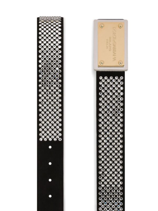 Dolce & gabbana crystal-embellished logo-buckle belt - Image 2
