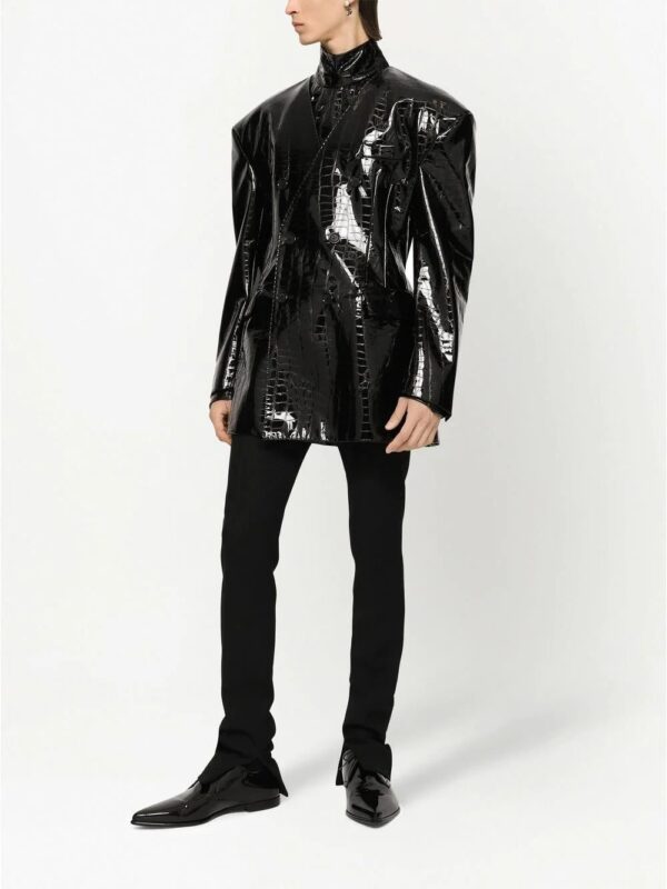 Dolce & Gabbana  crocodile-embossed sheer long-sleeve shirt - Image 2