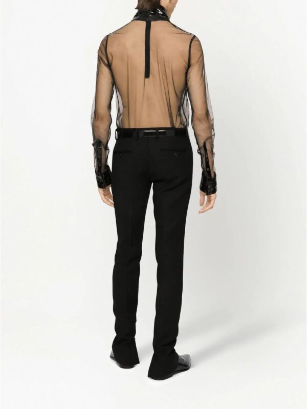 Dolce & Gabbana  crocodile-embossed sheer long-sleeve shirt - Image 4