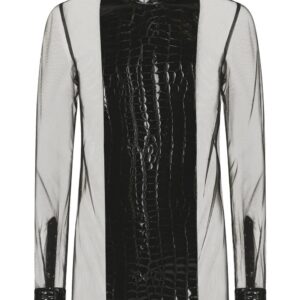 Dolce & Gabbana  crocodile-embossed sheer long-sleeve shirt