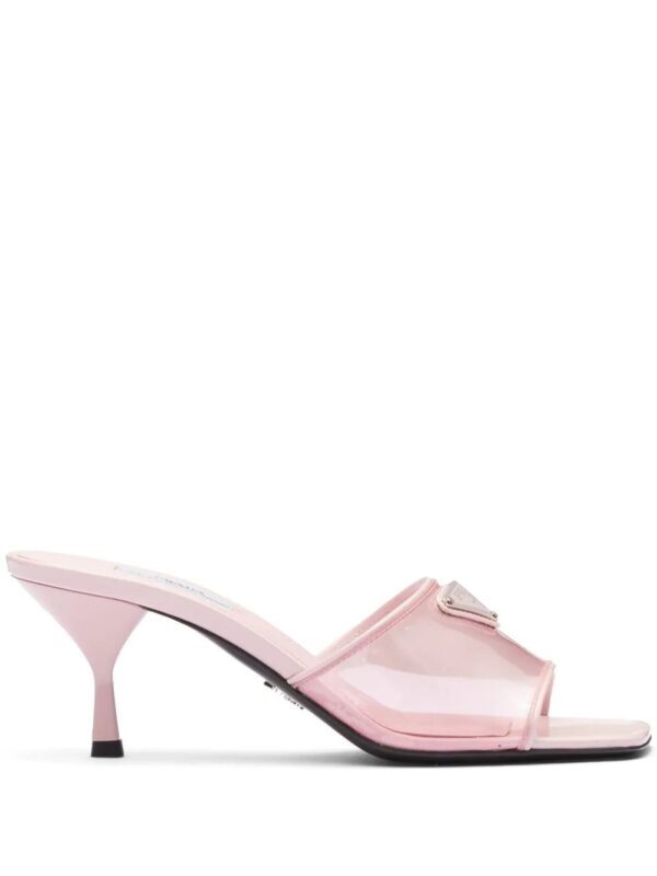 Prada logo plaque transparent sandals