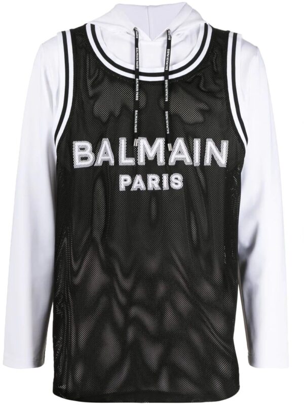 Balmain  logo-print detail hoodie