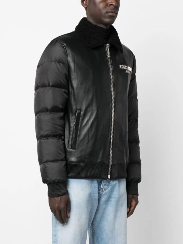 Philipp Plein  logo-print padded leather jacket - Image 3