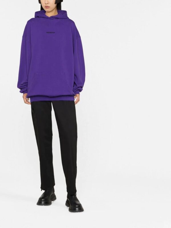 Balenciaga  embroidered-logo oversized hoodie - Image 4