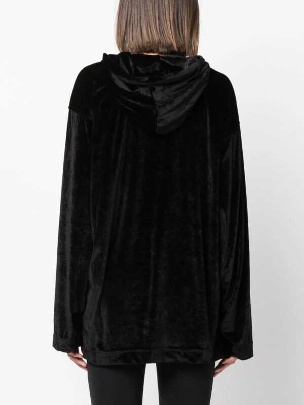 Balenciaga  velvet-effect long-sleeved hoodie - Image 4