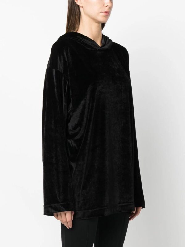 Balenciaga  velvet-effect long-sleeved hoodie - Image 3