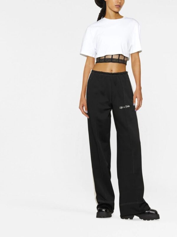 Palm Angels  slogan-print flared track pants - Image 2