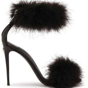 Dolce & Gabbana  Keira 105mm feather-trim sandals