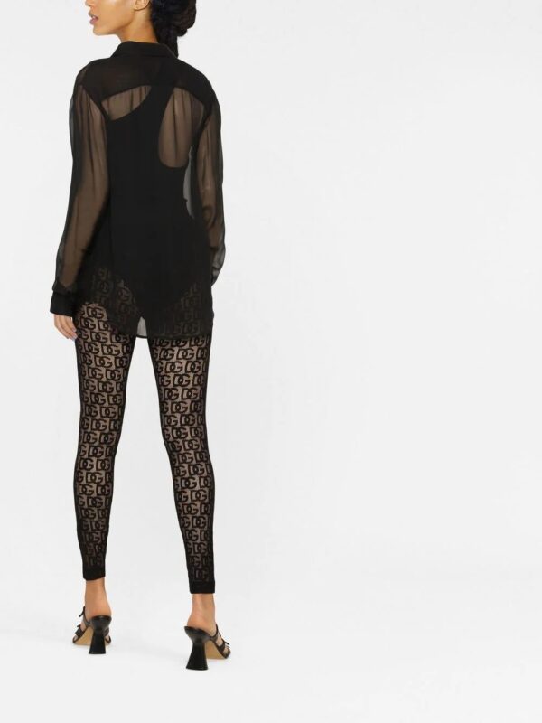 Dolce & Gabbana  logo-print sheer leggings - Image 4