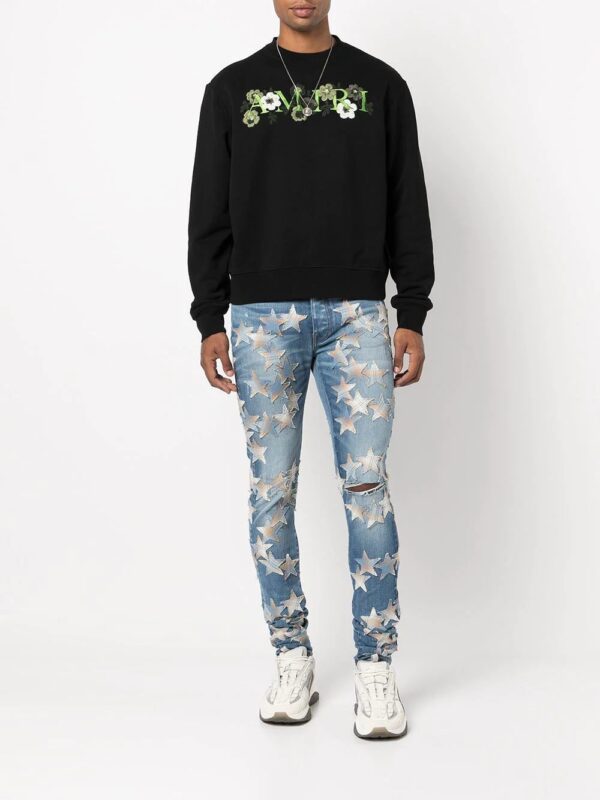 AMIRI  floral embroidery crew neck sweatshirt - Image 2