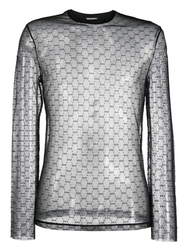 Dsquared2  all-over logo sheer T-shirt