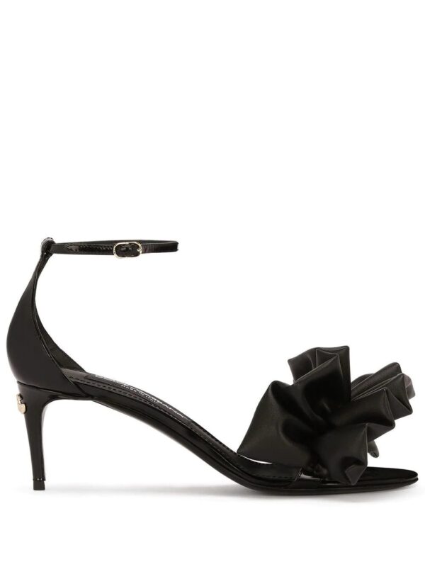 Dolce & gabbana ruffle-detail calfskin leather sandals
