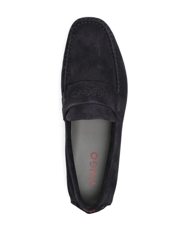 HUGO  logo-debossed suede-leather loafers - Image 4