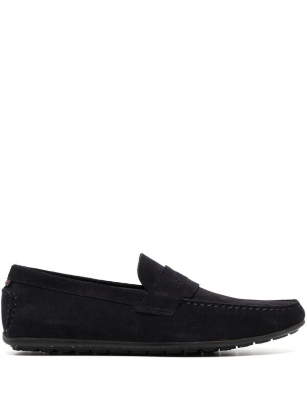 HUGO  logo-debossed suede-leather loafers