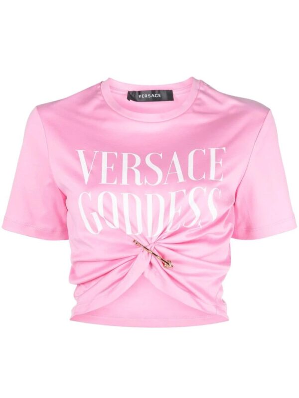 Versace  safety-pin cropped T-shirt
