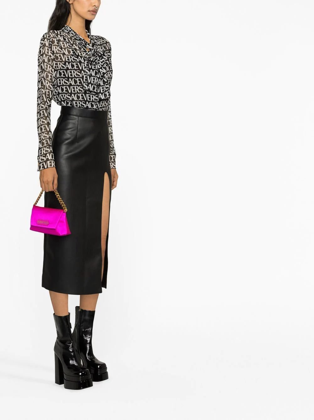 Versace logo-print pussybow blouse - Image 3