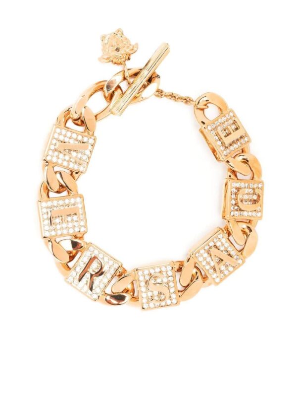 Versace  letter-link crystal bracelet