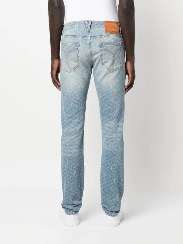 Versace  geometric-print washed jeans - Image 4