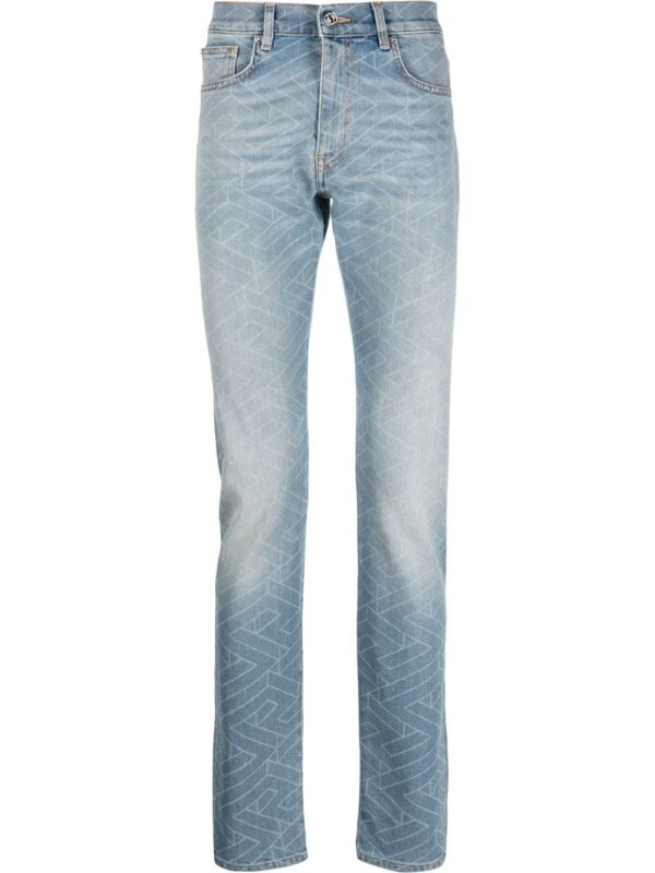 Versace  geometric-print washed jeans