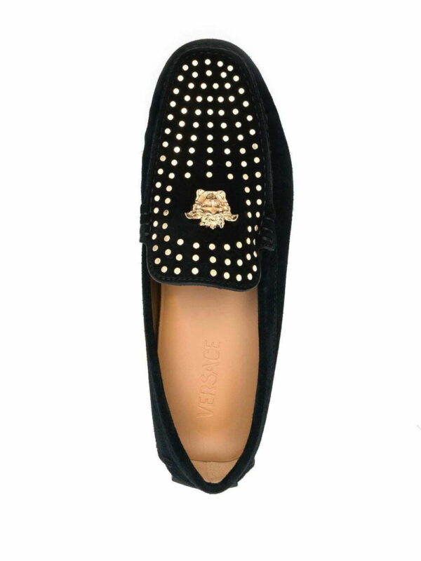 Versace  La Medusa studded suede loafer - Image 4