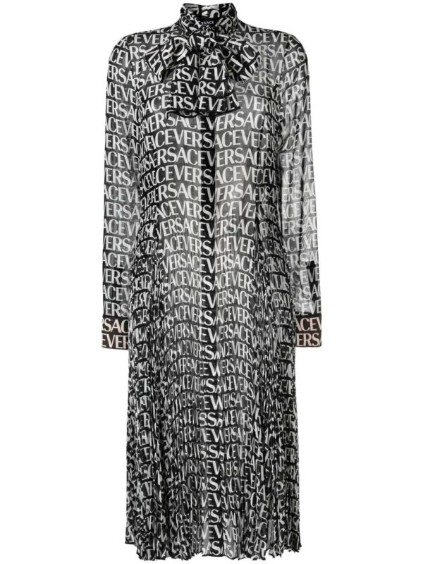 Versace  logo-print silk shirtdress