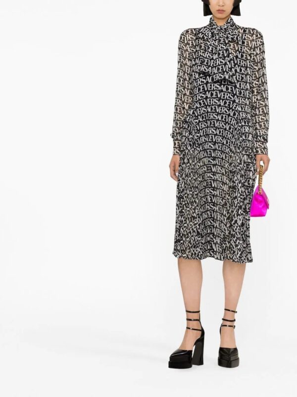 Versace  logo-print silk shirtdress - Image 2