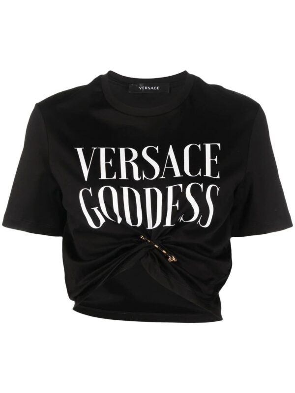 Versace  safety-pin cropped T-shirt
