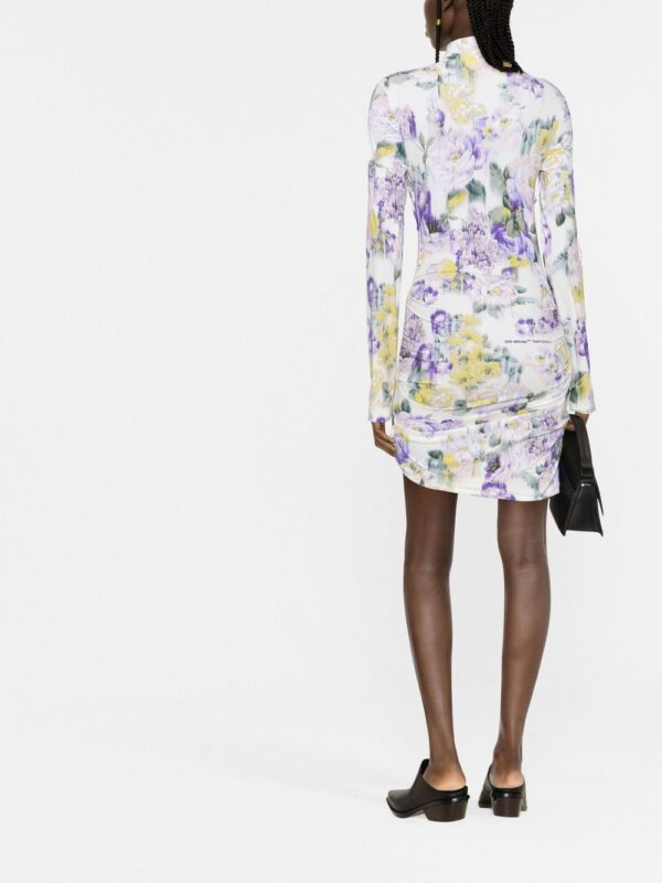 Off-White floral-print ruched dress - Image 3