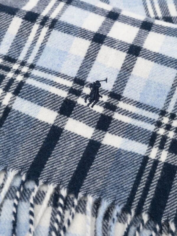 Polo Ralph Lauren  embroidered-logo plaid fringed scarf - Image 2