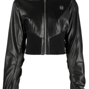 Philipp Plein  leather bomber jacket