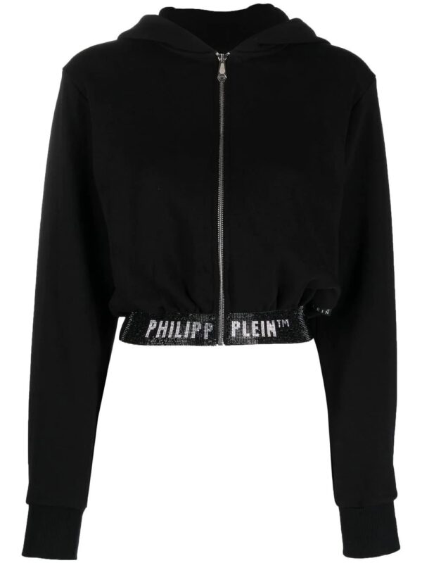 Philipp Plein  logo-underband cropped hoodie