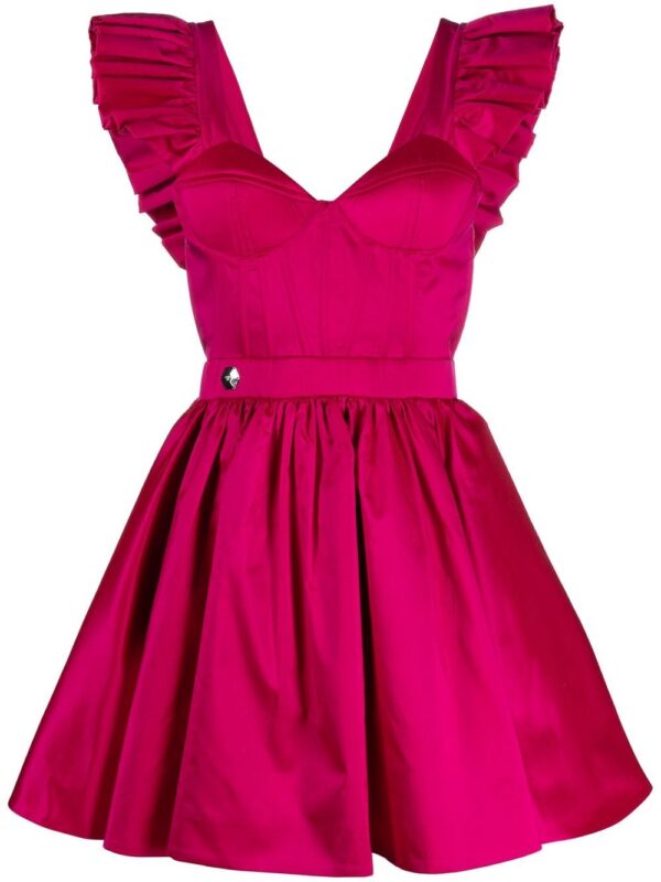 Philipp Plein ruffled-sleeve silk mini dress