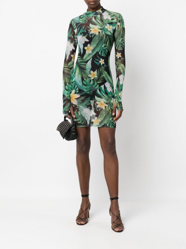 Philipp Plein graphic-print long-sleeve mini dress - Image 5