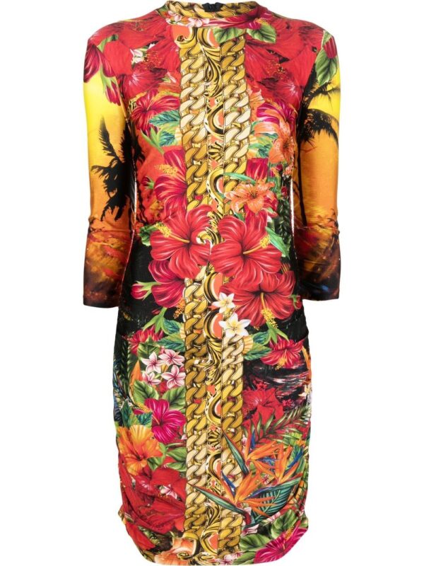 Philipp Plein Hawaii-print mock-neck dress