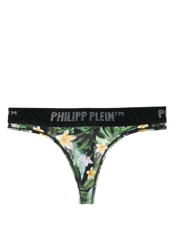 Philipp Plein  Hawaiian-print logo-waist thong