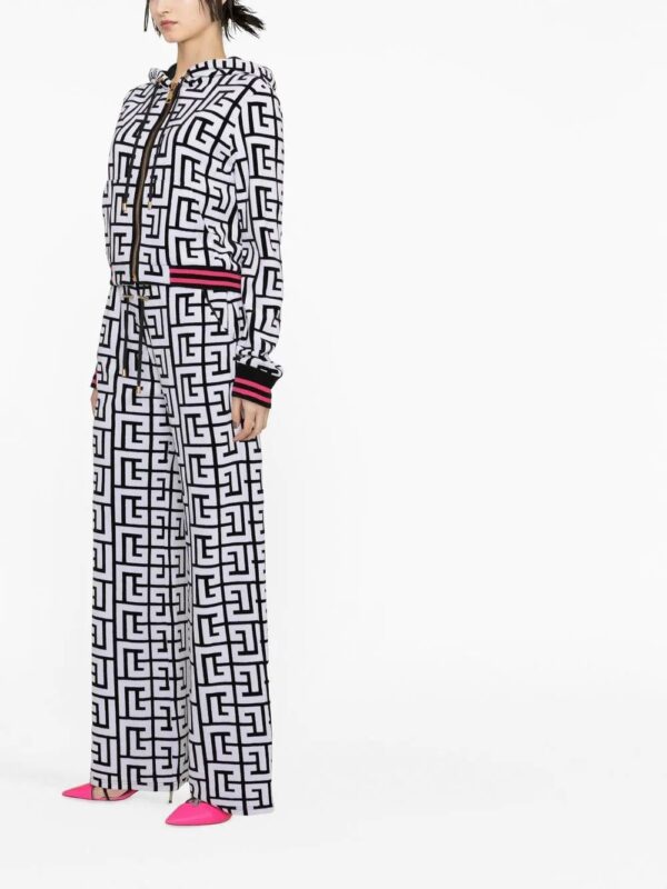 Balmain  PB-monogram print zip-up hoodie - Image 4