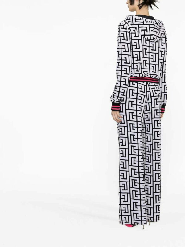 Balmain  PB-monogram print zip-up hoodie - Image 3