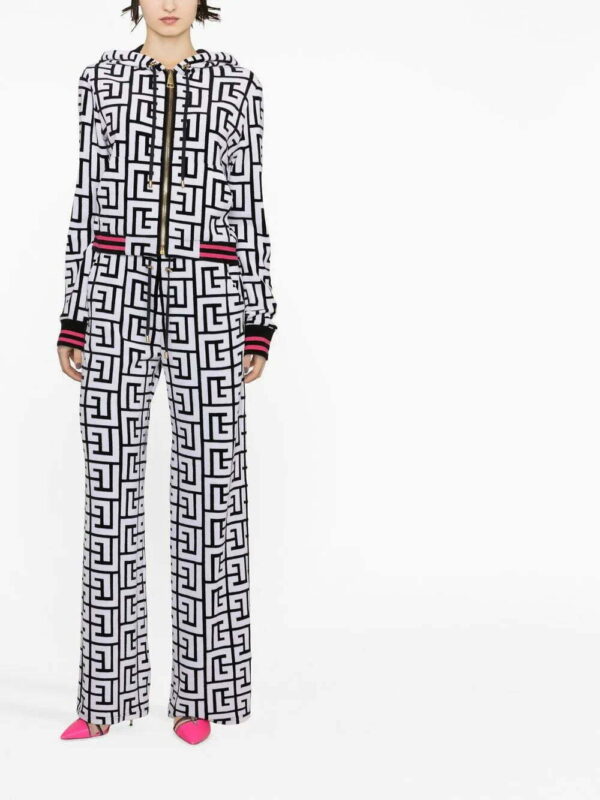 Balmain  PB-monogram print zip-up hoodie - Image 2