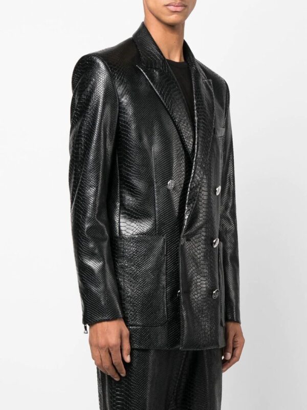 Balmain  faux snake-print embossed blazer - Image 3