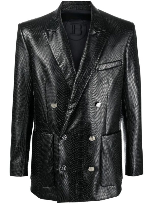 Balmain  faux snake-print embossed blazer