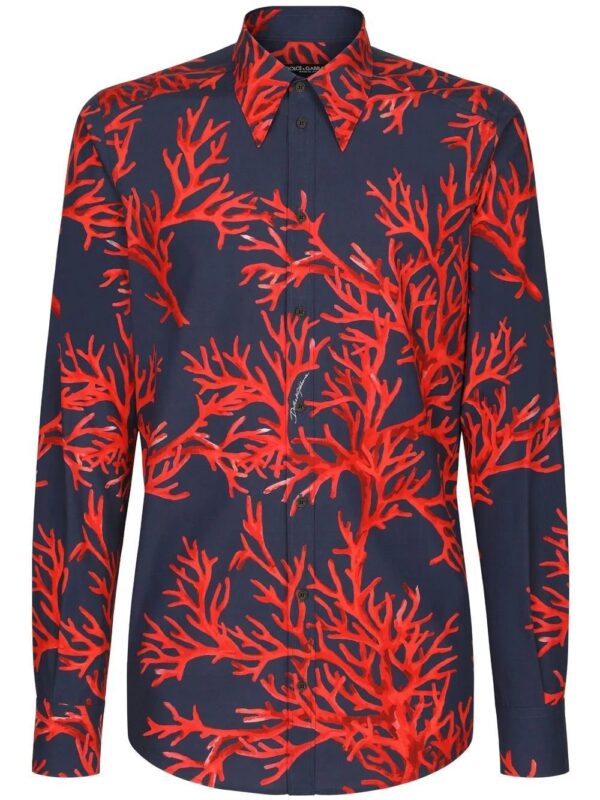 Dolce & Gabbana  coral-print long-sleeved shirt
