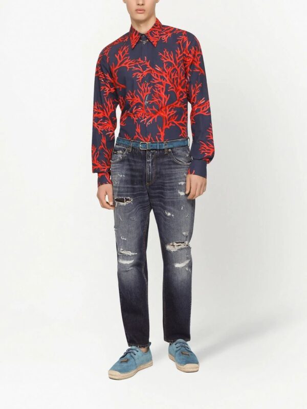 Dolce & Gabbana  coral-print long-sleeved shirt - Image 3