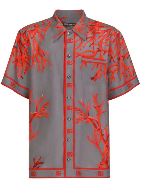 Dolce & gabbana  Coral-print silk shirt