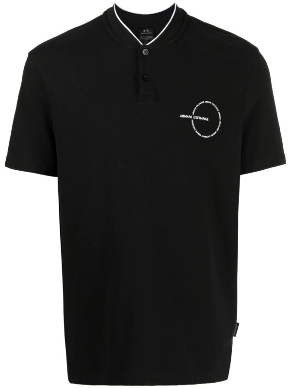 Armani Exchange collarless logo-print polo shirt