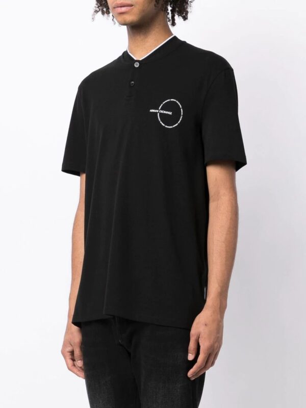 Armani Exchange collarless logo-print polo shirt - Image 3