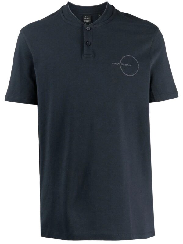 Armani Exchange collarless logo-print polo shirt
