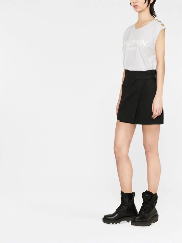 Balmain  button-detail logo-print tank top - Image 4