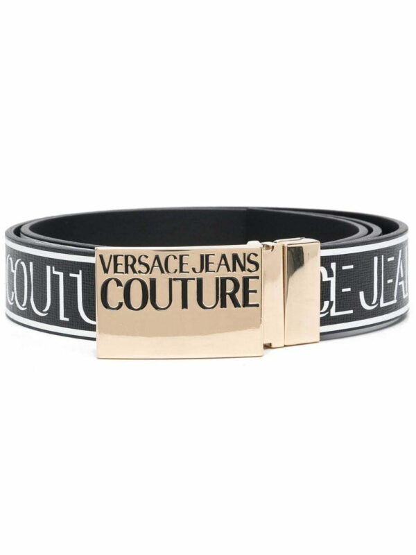 Versace logo-print leather belt